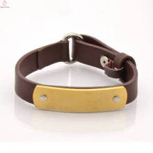 2017 Custom Stainless Steel Leather Bracelet For Mens